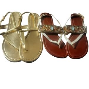 White & Gold SANDALS SIZE 8.5M